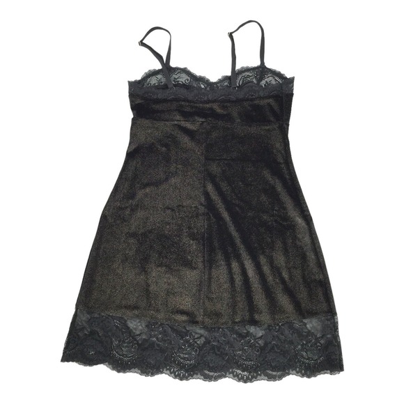 NWT Adore Me Crushed Velvet Lingerie Slip Dress Size XS Gold Sparkly Black - Picture 2 of 7